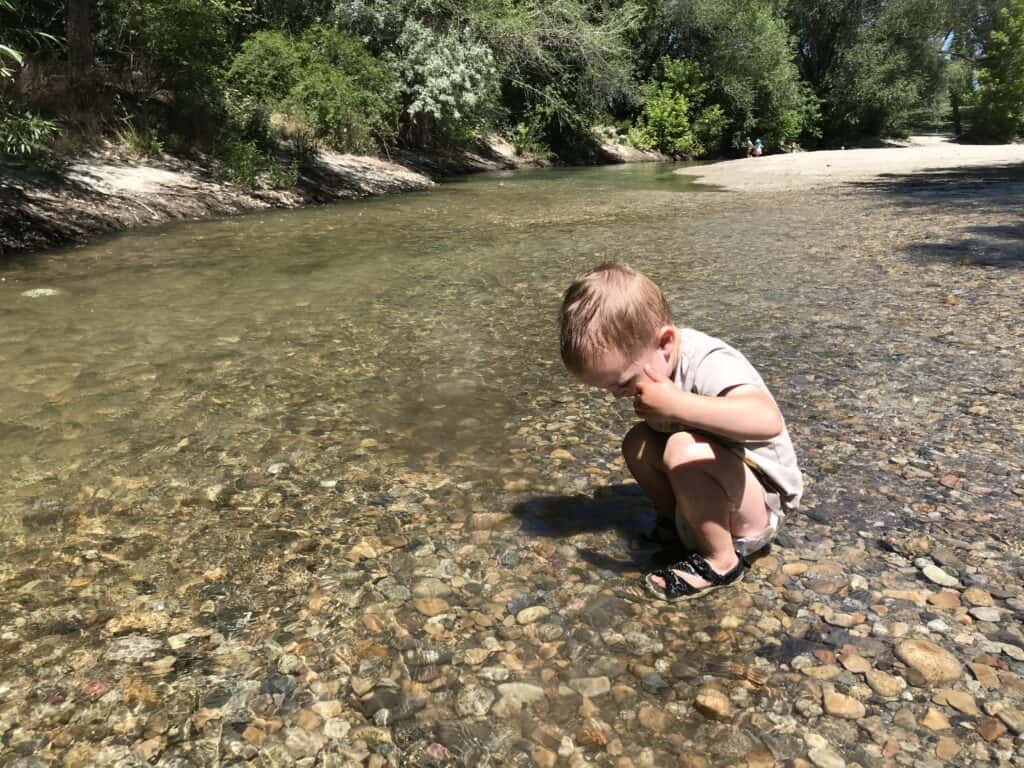 Wading in creek