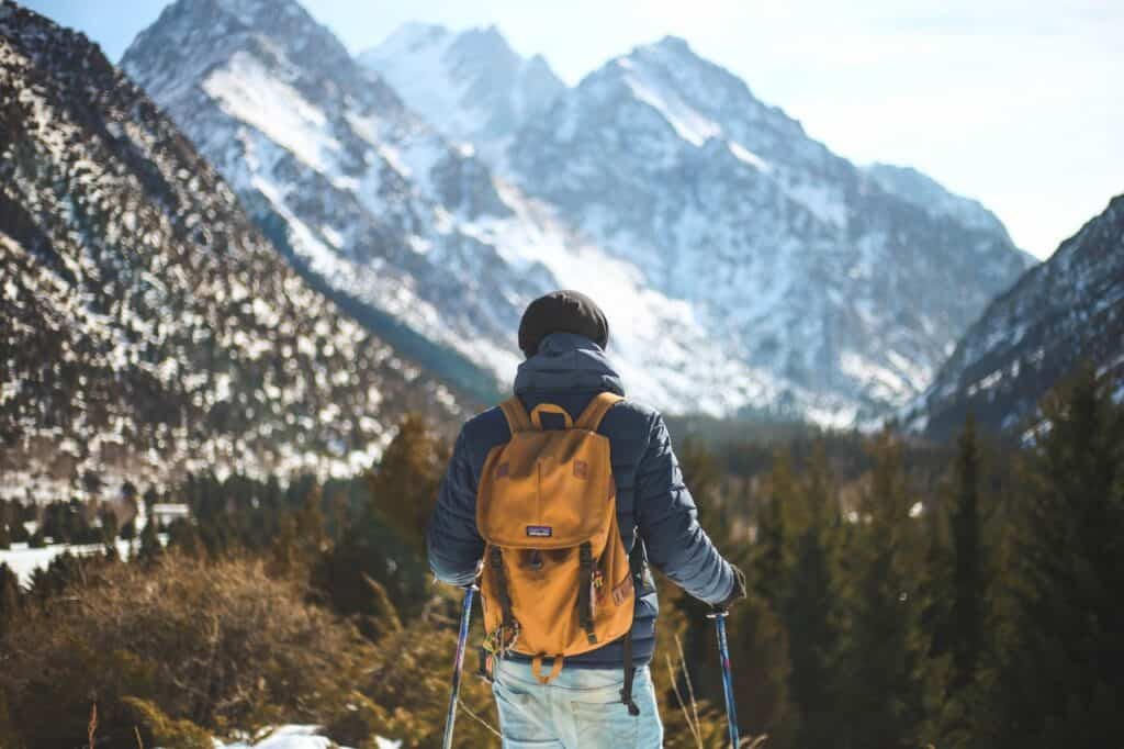 Hiker in winter