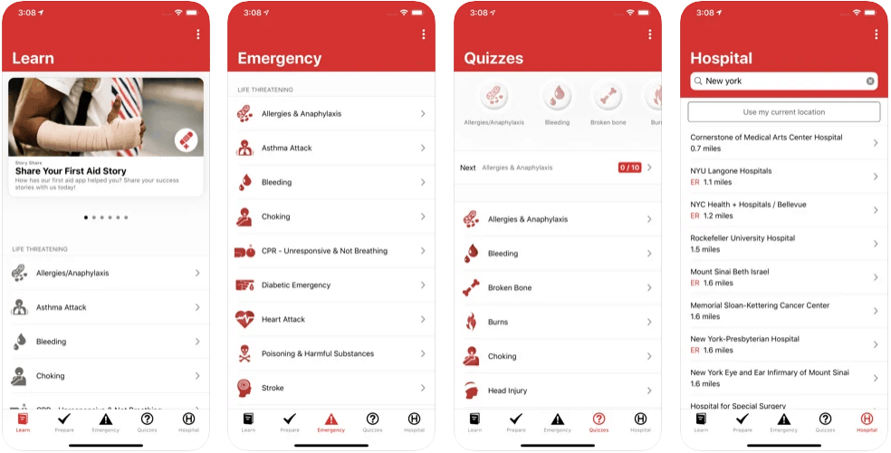 first aid screen shots