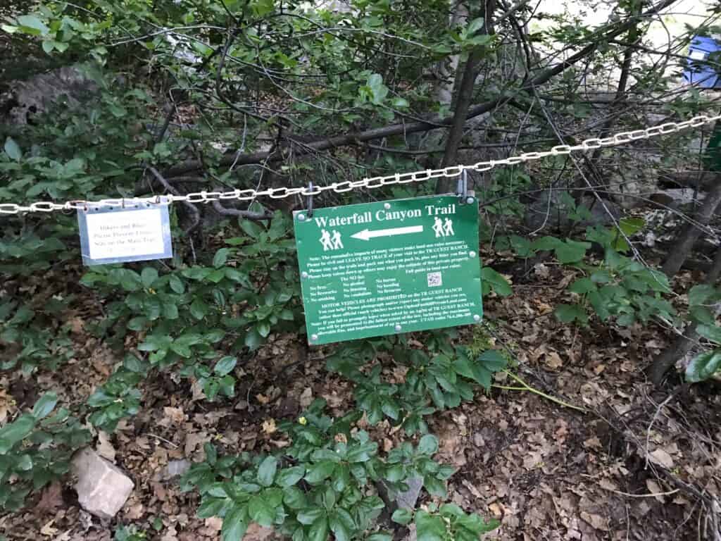 sign on waterfall canyon trail