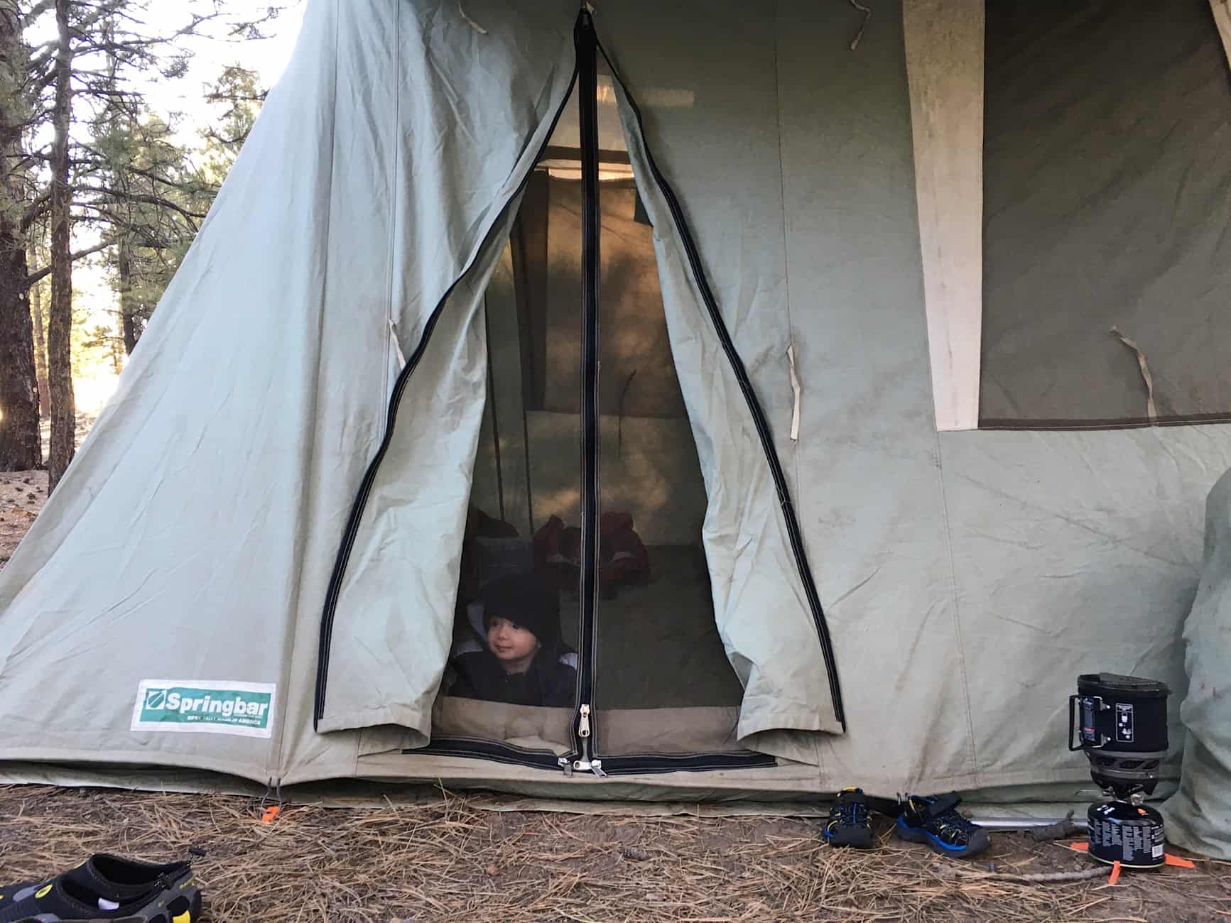 baby in tent